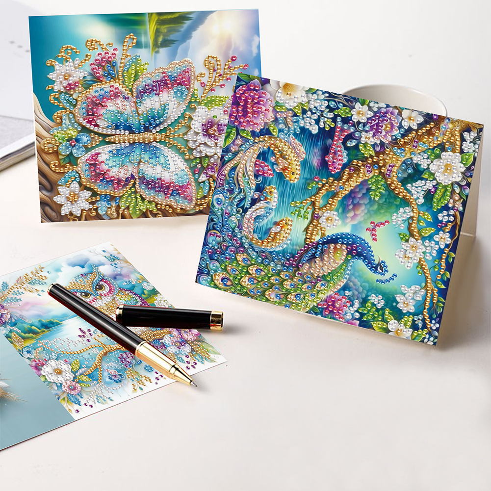 6Pcs DIY Diamond Painting Greeting Card - Owl Family