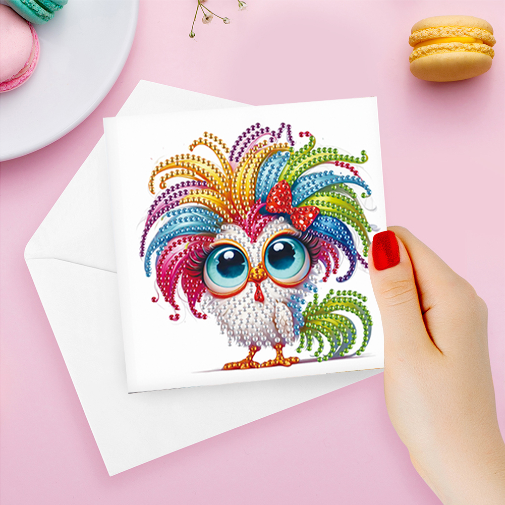 6Pcs DIY Diamond Painting Birthday Greeting Card - Funny Chicken