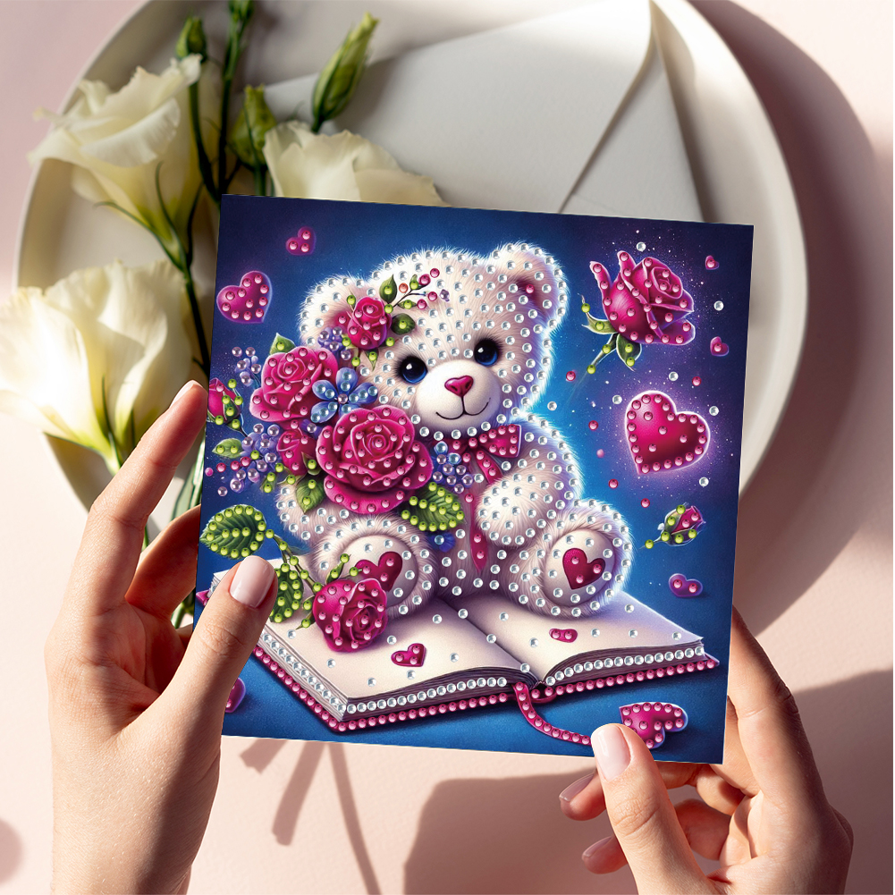 6Pcs DIY Diamond Painting Greeting Card - Bear