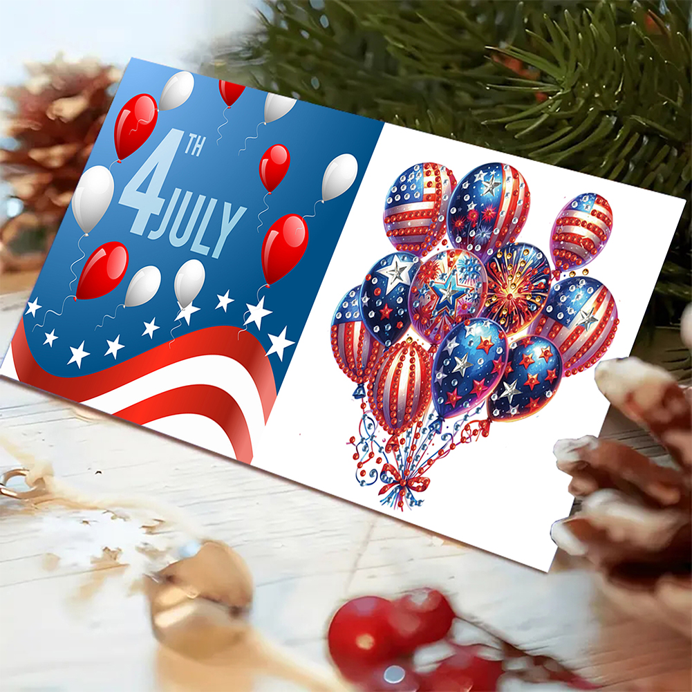 6Pcs DIY Diamond Painting Greeting Card - Independence Day