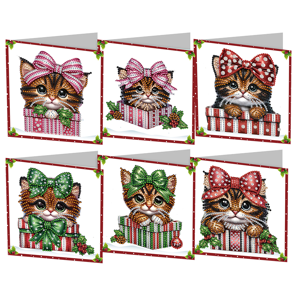 6Pcs DIY Diamond Painting Greeting Card - Gift Cat