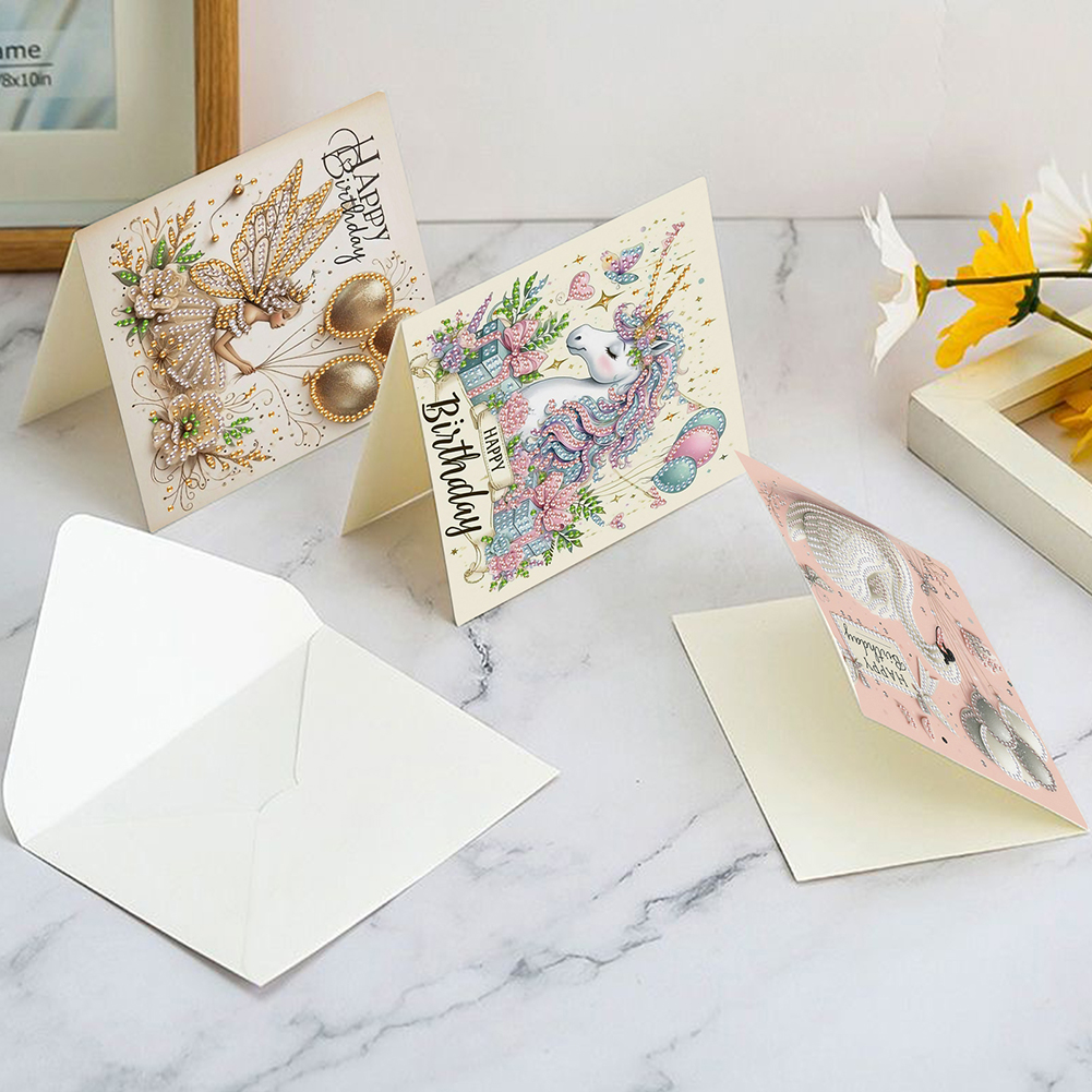 6Pcs DIY Diamond Painting Birthday Greeting Card - Birthday Animal for Adults
