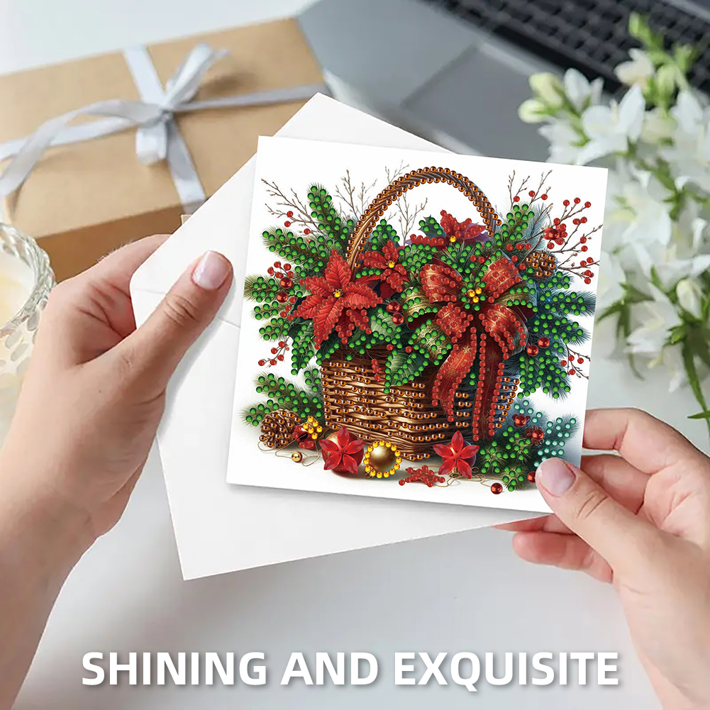 6Pcs DIY Diamond Painting Greeting Card - Xmas Flower