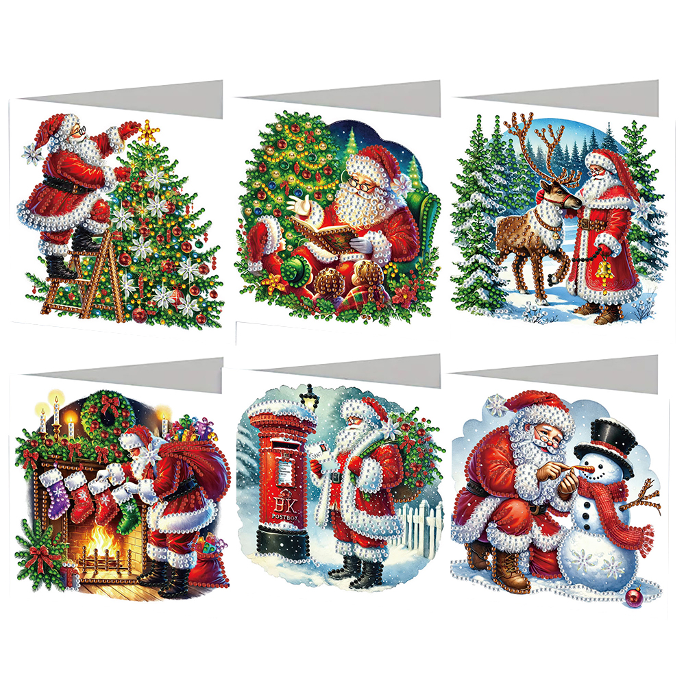6Pcs DIY Diamond Painting Greeting Card - Santa Claus