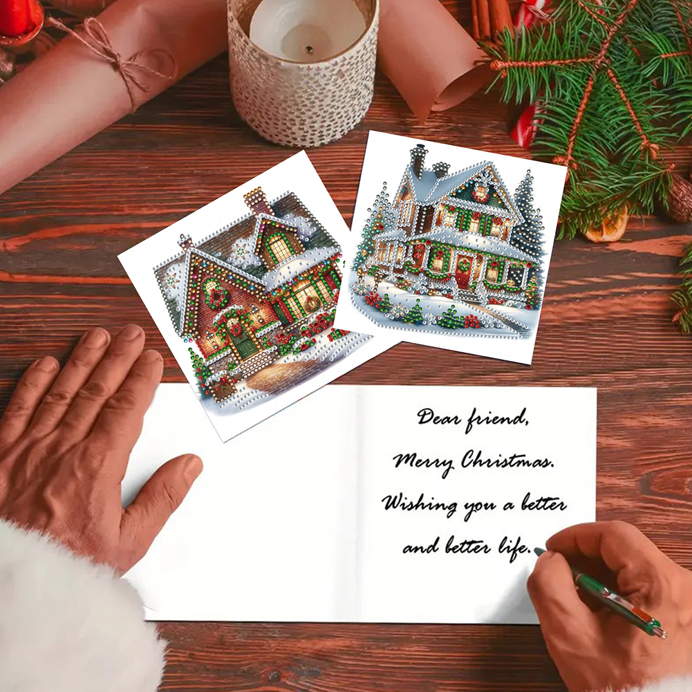 6Pcs DIY Diamond Painting Greeting Card - Xmas House