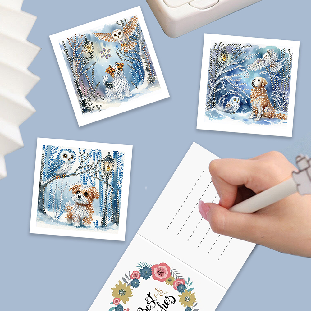 6pcs DIY Diamond Painting Greeting Card - Snow Puppy