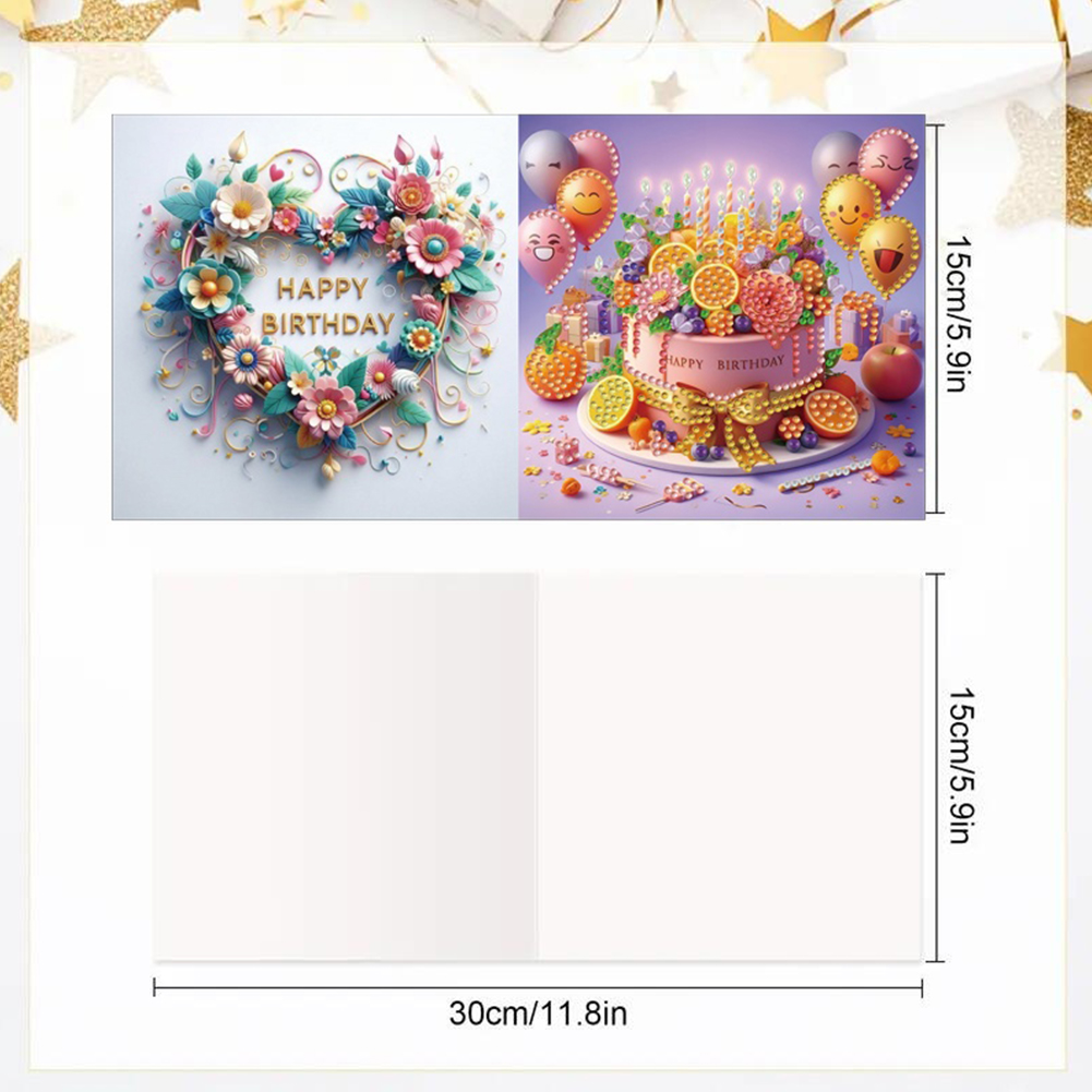 6Pcs DIY Diamond Painting Greeting Card - Birthday