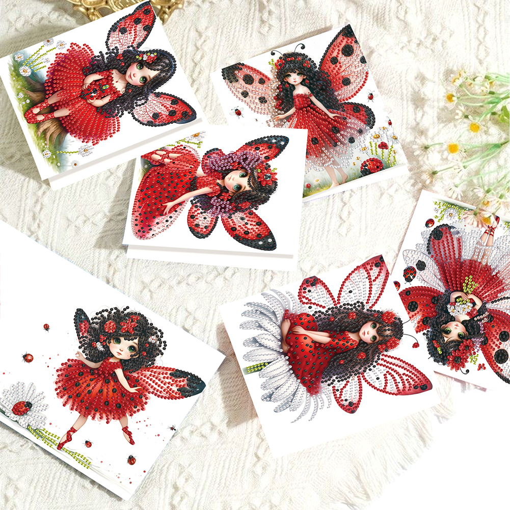 6Pcs DIY Diamond Painting Birthday Greeting Card - Elf Girl