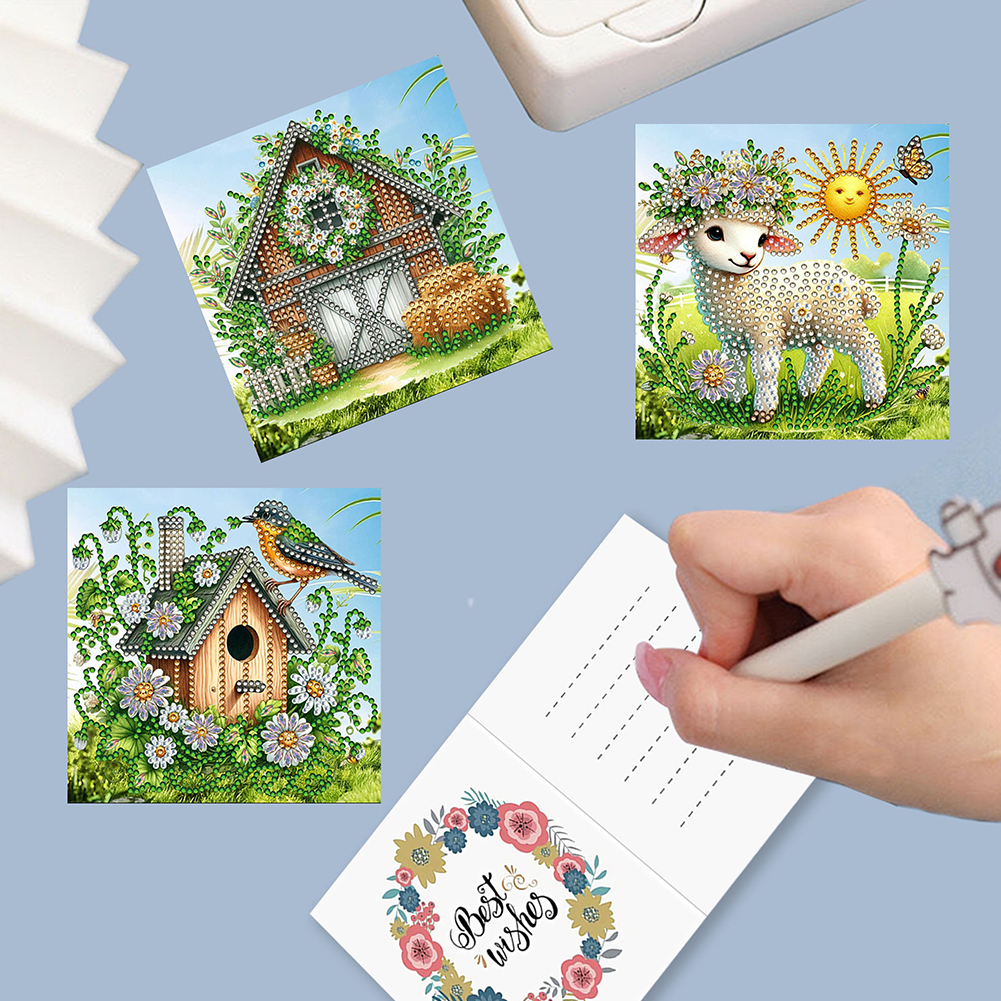6pcs DIY Diamond Painting Greeting Card - Easter House