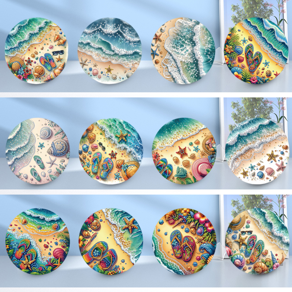 12Pcs DIY Diamond Painting Single-sided Greeting Card - Beach Waves