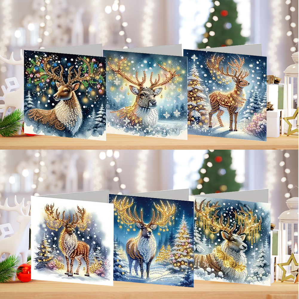 6Pcs DIY Diamond Painting Greeting Card - Elk