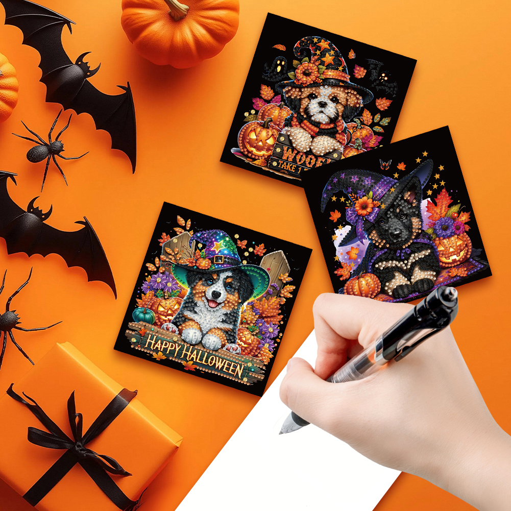 6Pcs DIY Diamond Painting Greeting Card - Halloween Designs