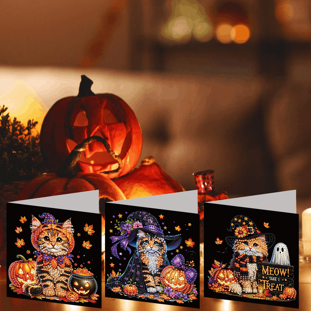 6Pcs DIY Diamond Painting Greeting Card - Halloween Designs