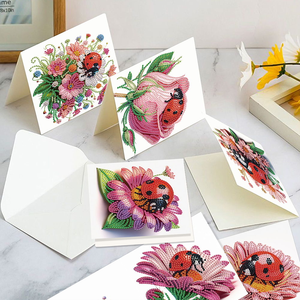 6Pcs DIY Diamond Painting Greeting Card - Ladybug