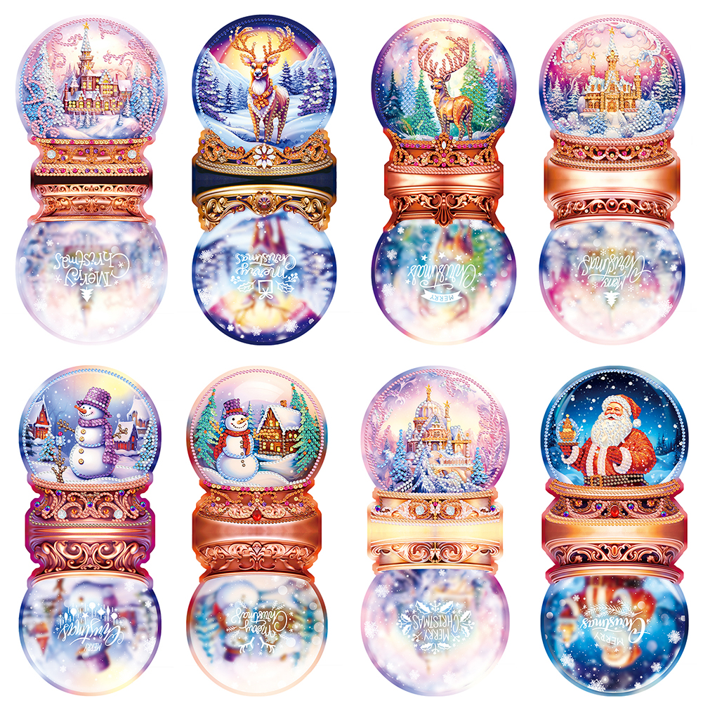 8pcs DIY Diamond Painting Greeting Card - Christmas