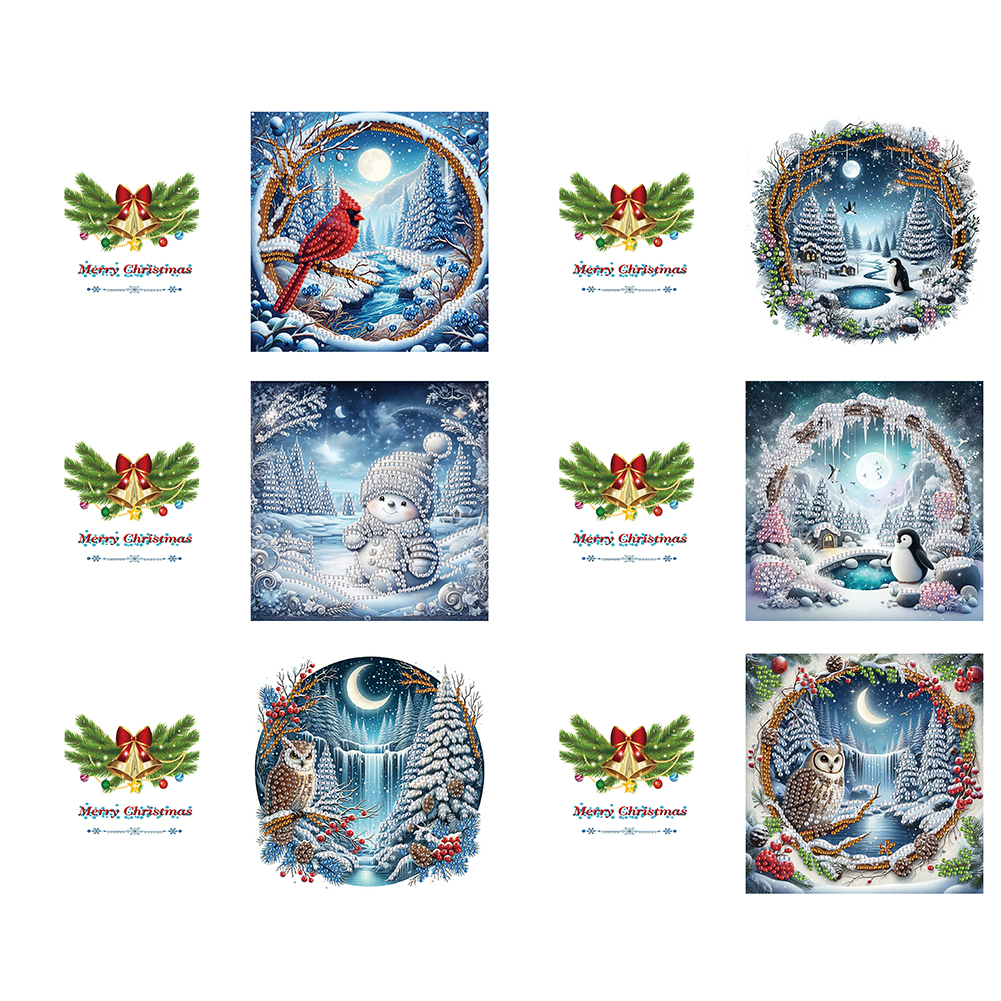 6Pcs DIY Diamond Painting Greeting Card - Christmas