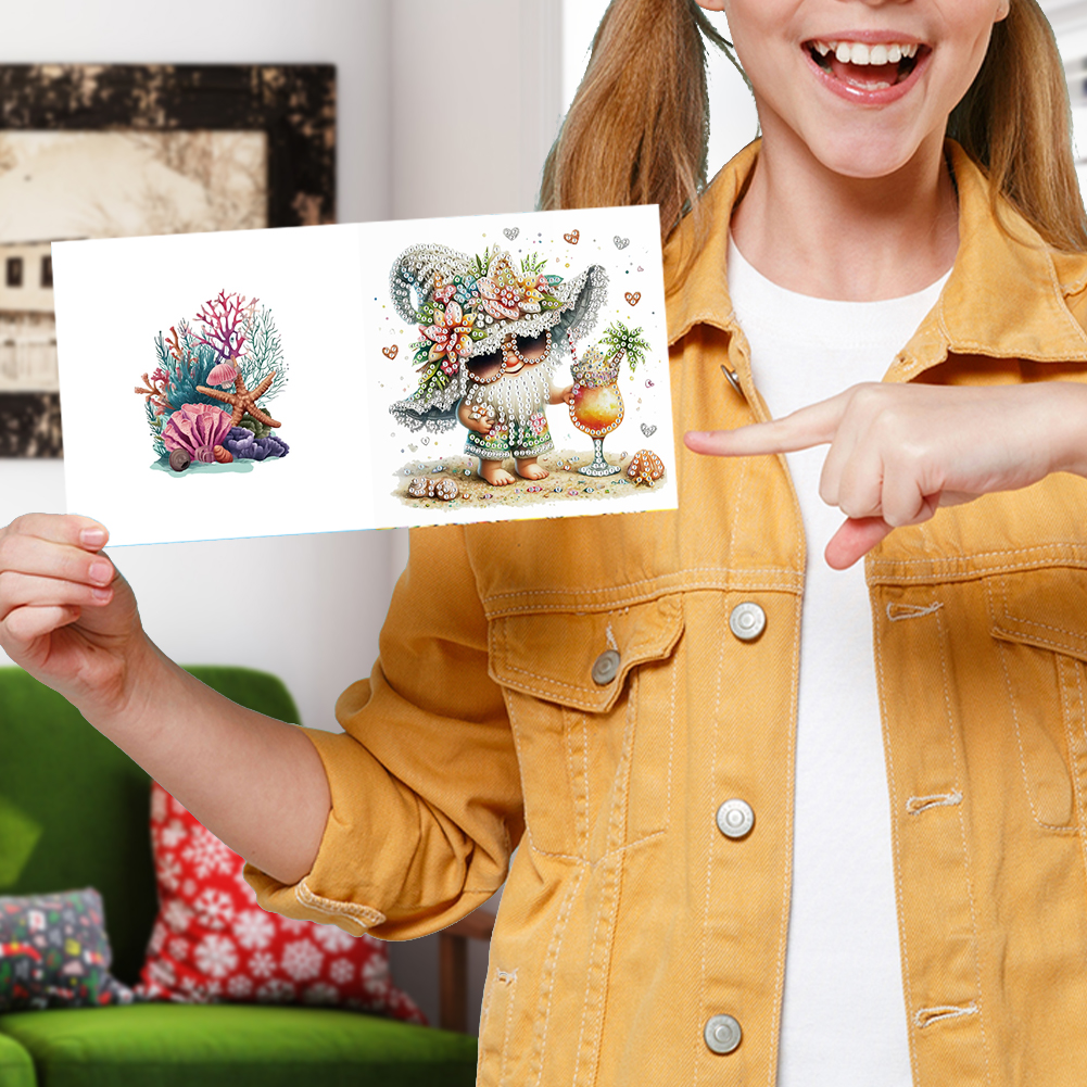 6Pcs DIY Diamond Painting Greeting Card - Gnome