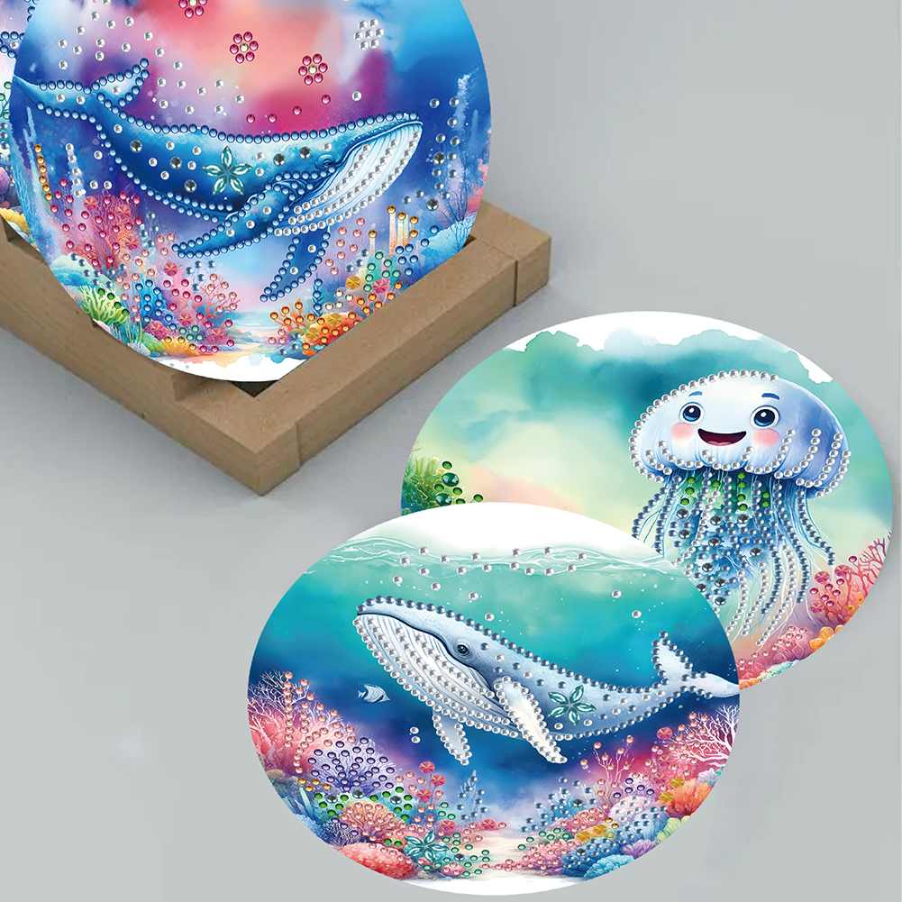 12Pcs DIY Diamond Painting Single-sided Greeting Card - Marine Animal