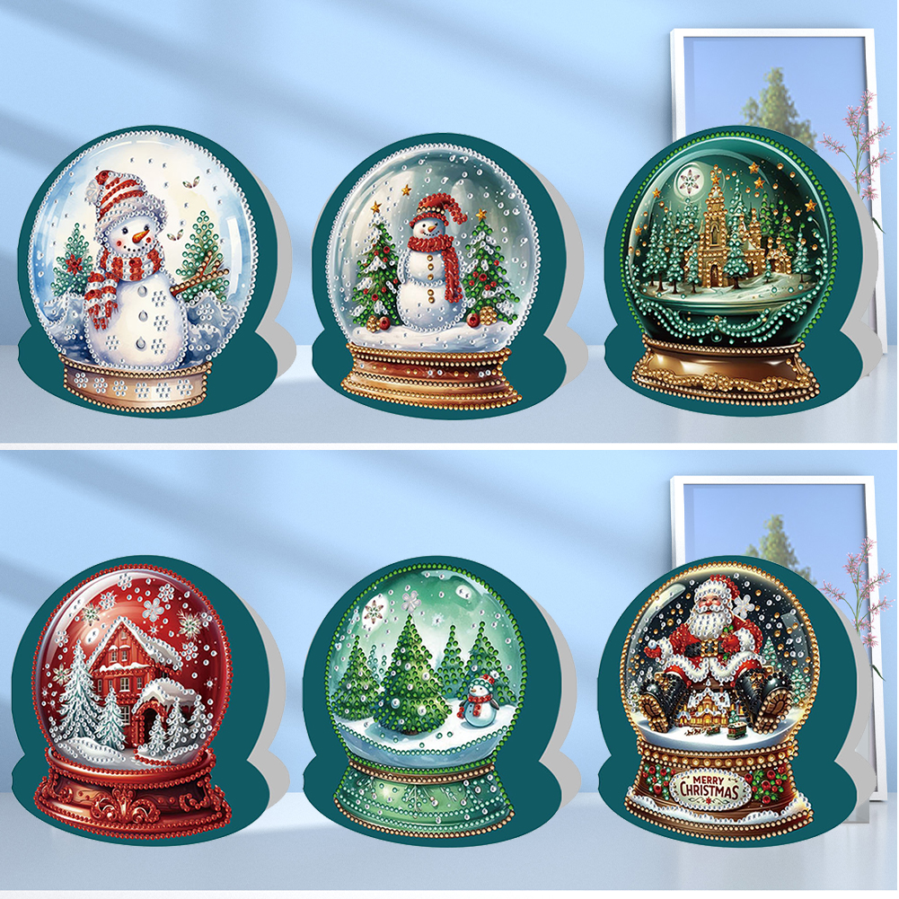 6Pcs DIY Diamond Painting Greeting Card - Xmas Snow Globe