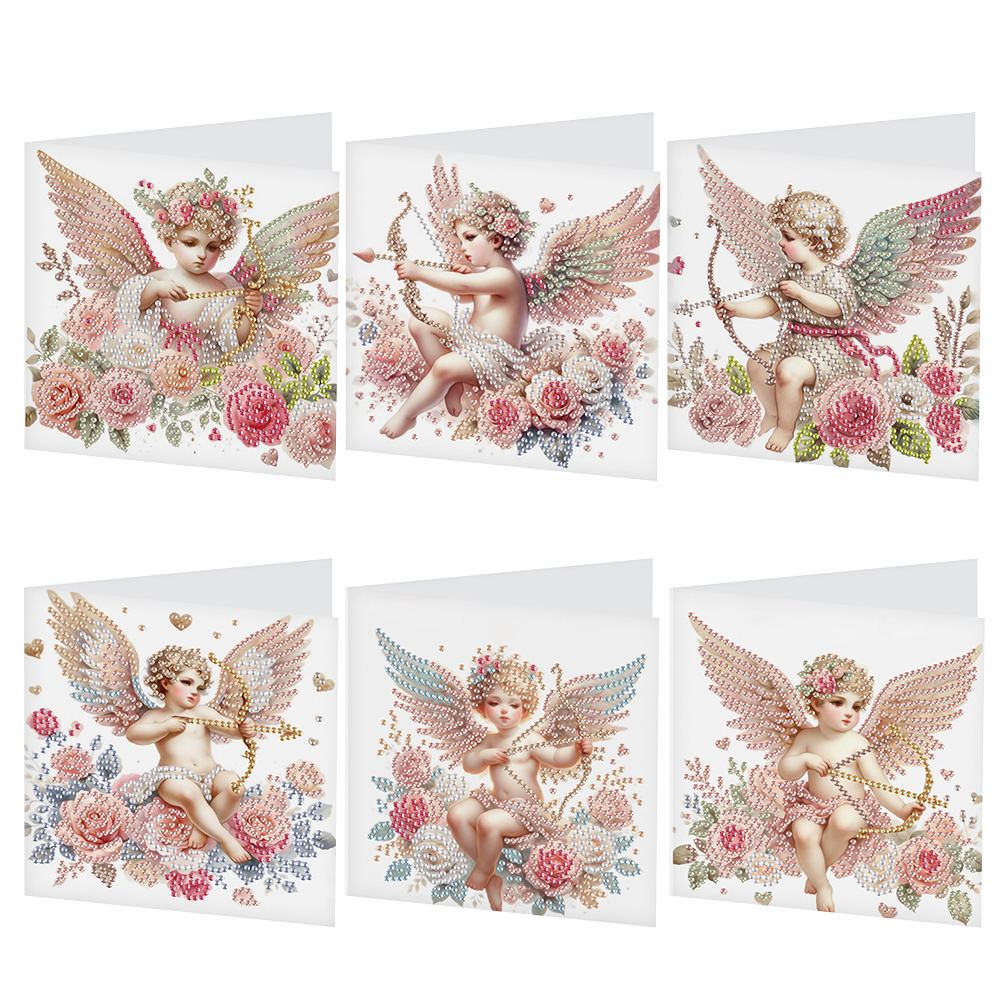 6Pcs DIY Diamond Painting Birthday Greeting Card - Cupid Angel