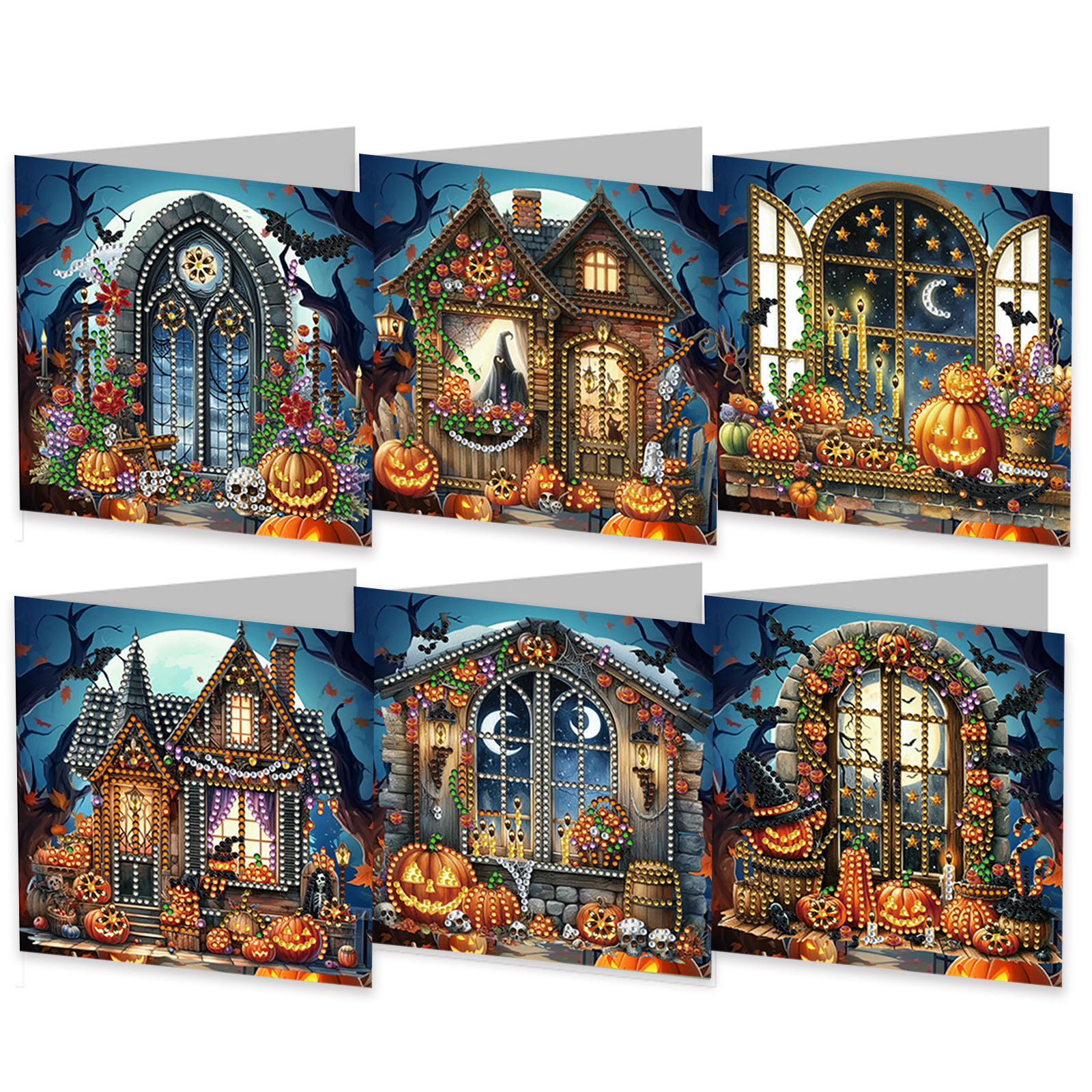 6pcs DIY Diamond Painting Greeting Card - Halloween