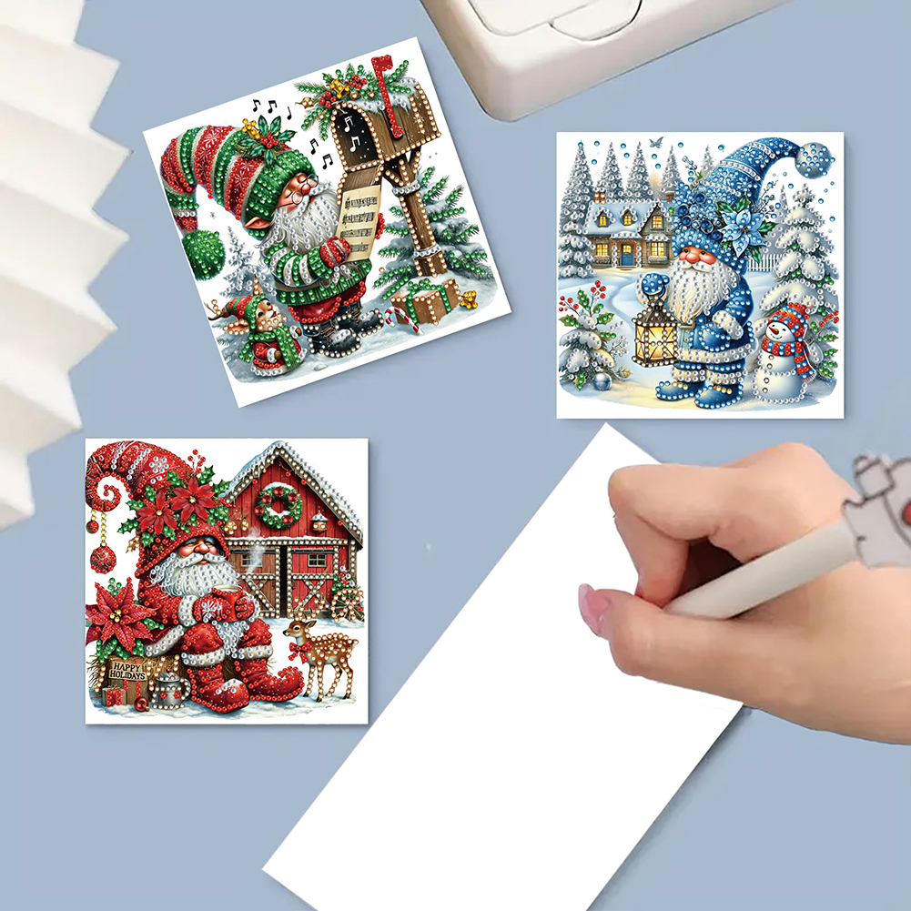 6Pcs DIY Diamond Painting Greeting Card - Xmas Gnome