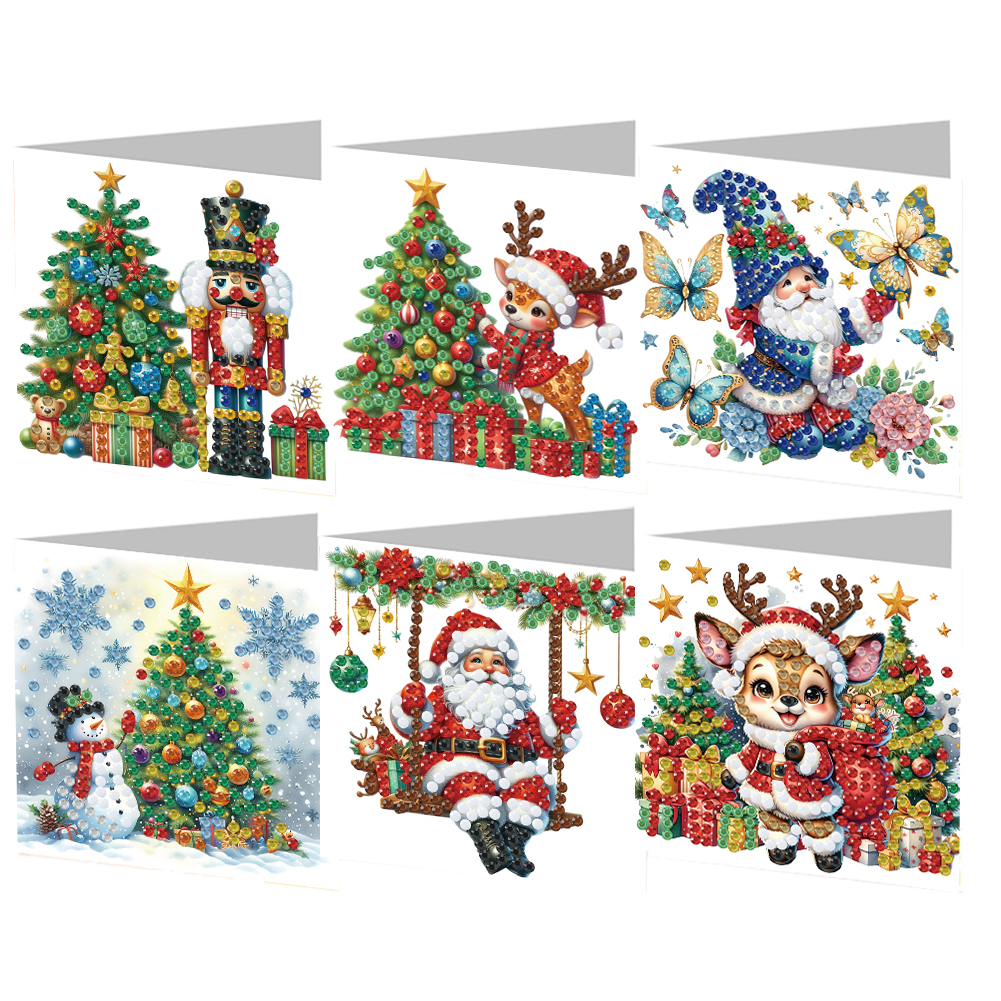(Limited Stock)6Pcs DIY Diamond Painting Greeting Card - Merry Christmas