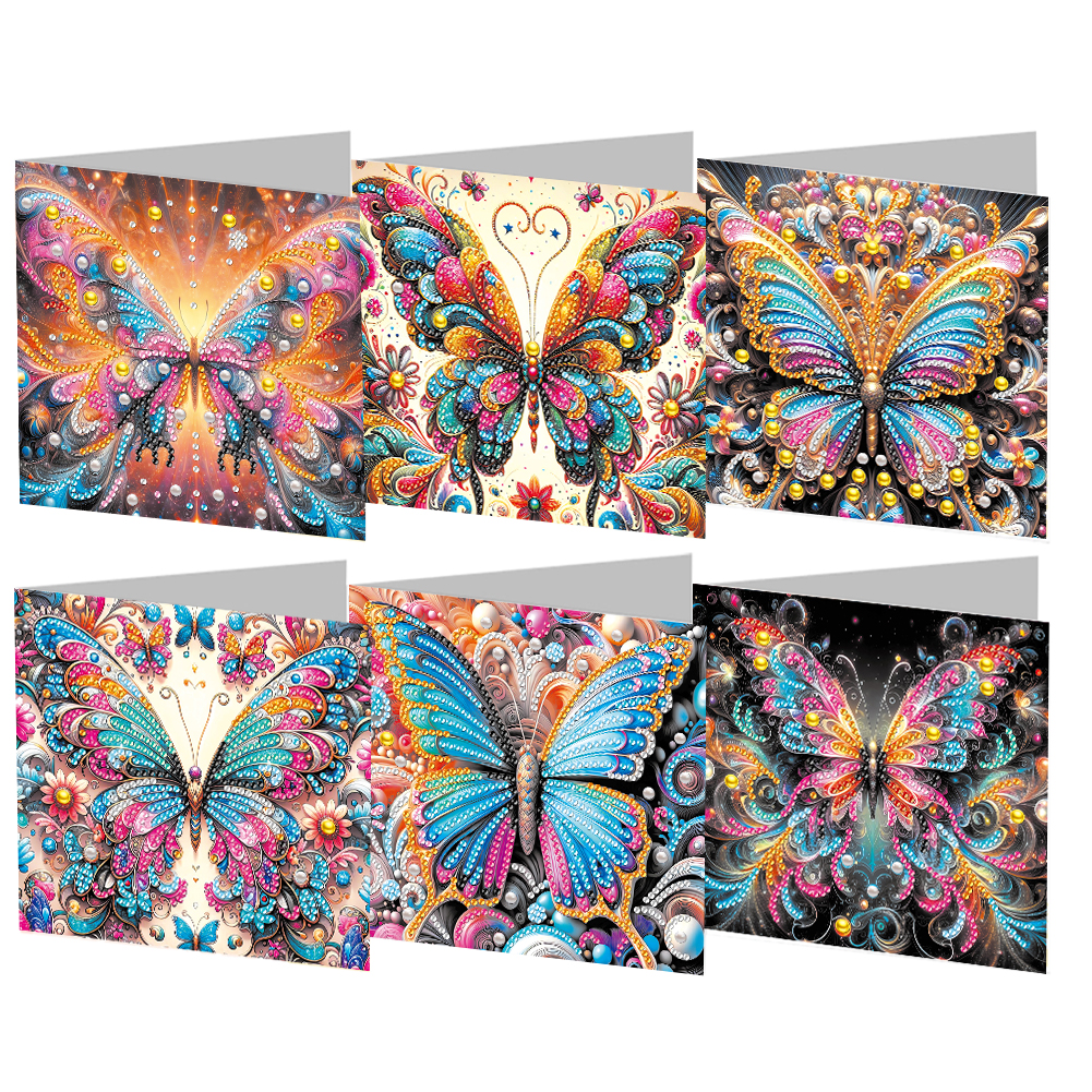 6Pcs DIY Diamond Painting Greeting Card - Butterfly