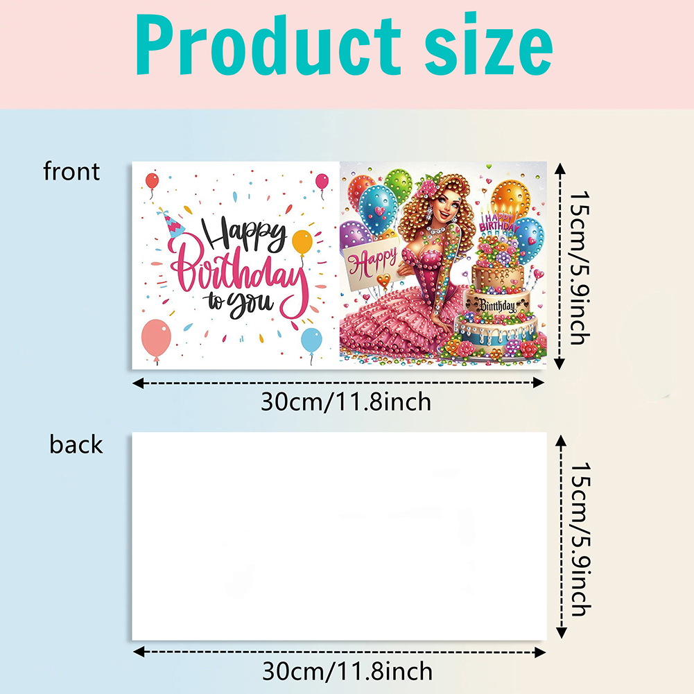 6Pcs DIY Diamond Painting Greeting Card - Birthday