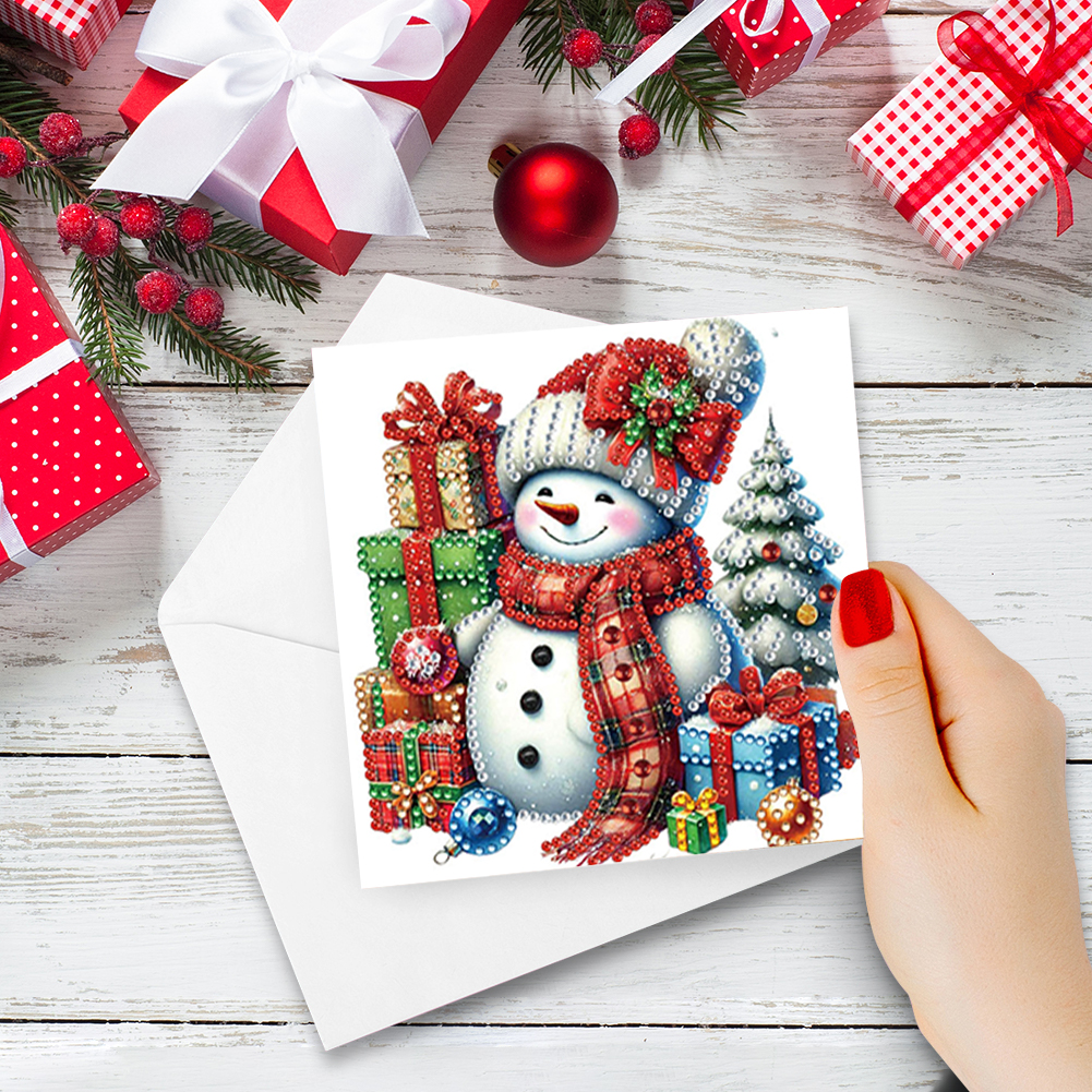 6Pcs DIY Diamond Painting Greeting Card - Xmas Snowman