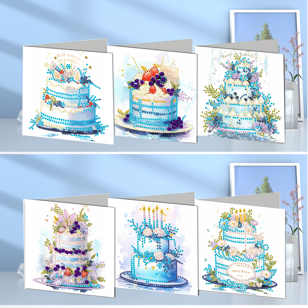 6Pcs DIY Diamond Painting Greeting Card - Cake