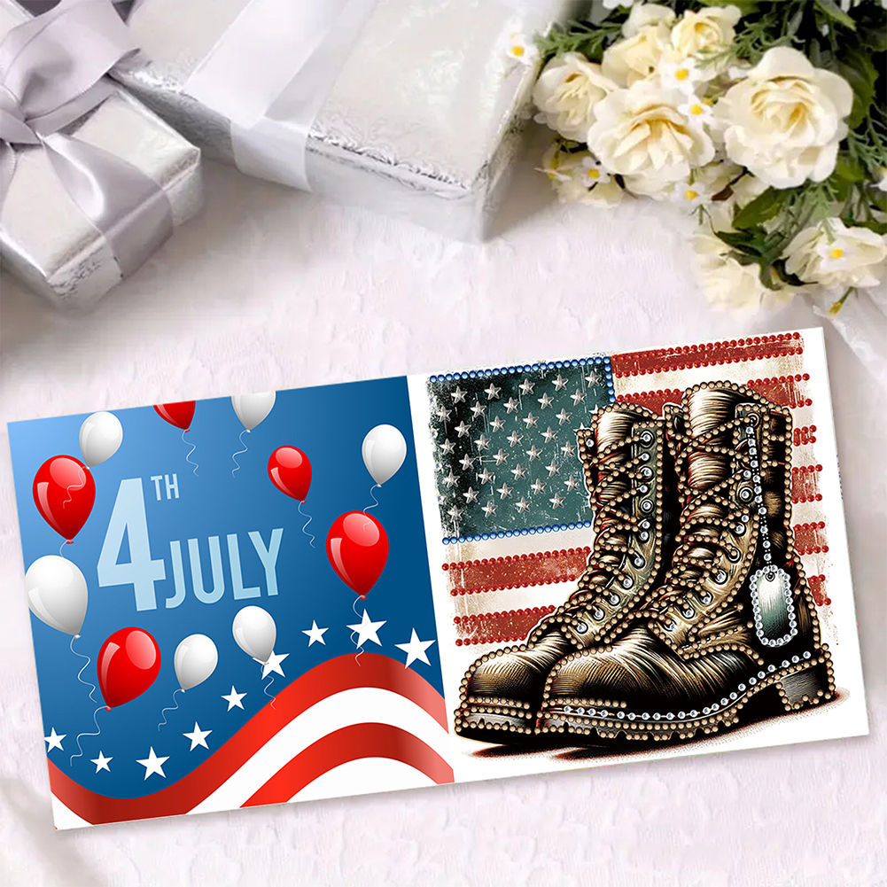 6Pcs DIY Diamond Painting Greeting Card - Independence Day