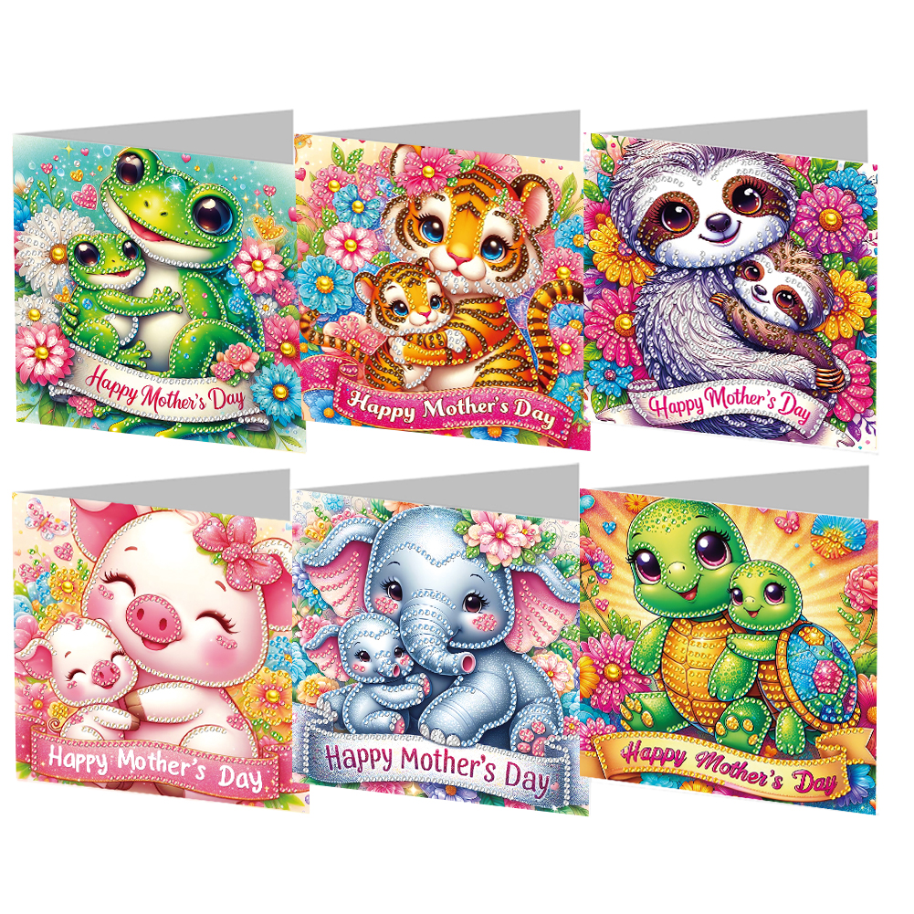 6Pcs DIY Diamond Painting Greeting Card - Happy Mothers Day