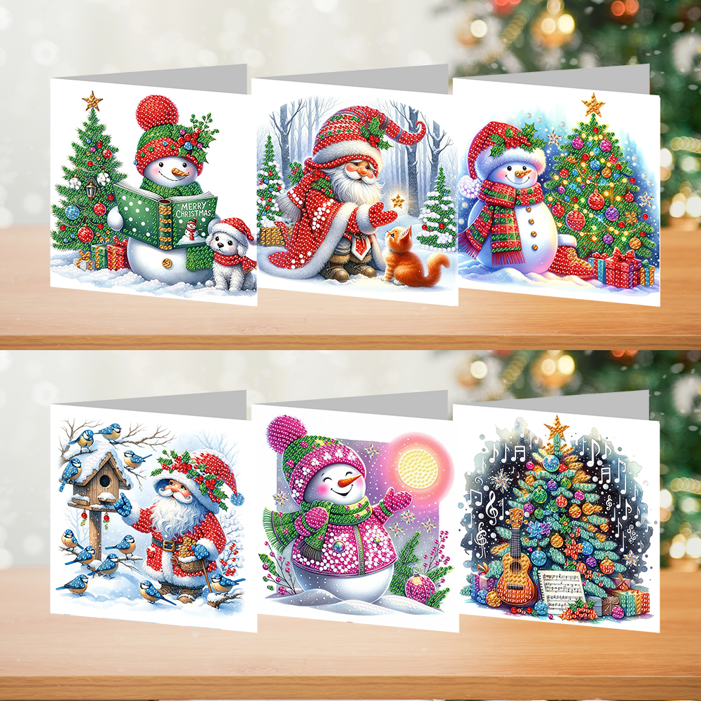 6Pcs DIY Diamond Painting Greeting Card - Merry Christmas