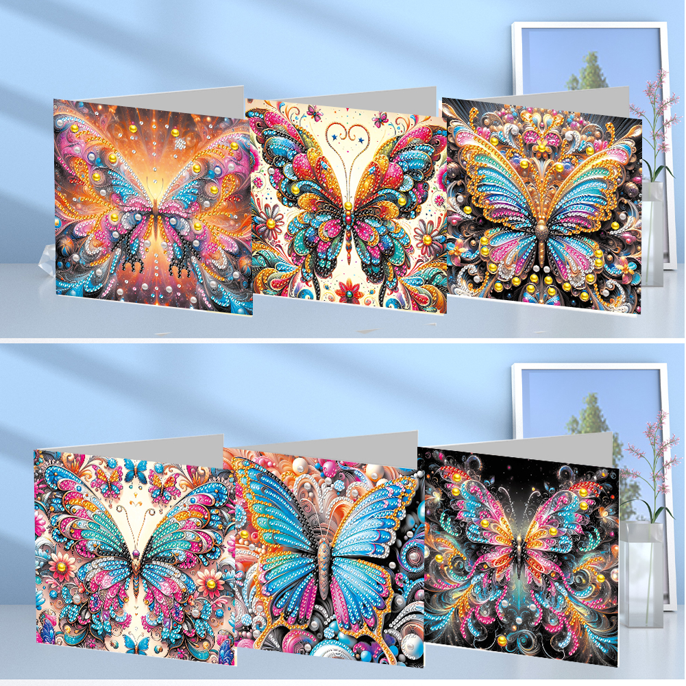 6Pcs DIY Diamond Painting Greeting Card - Butterfly