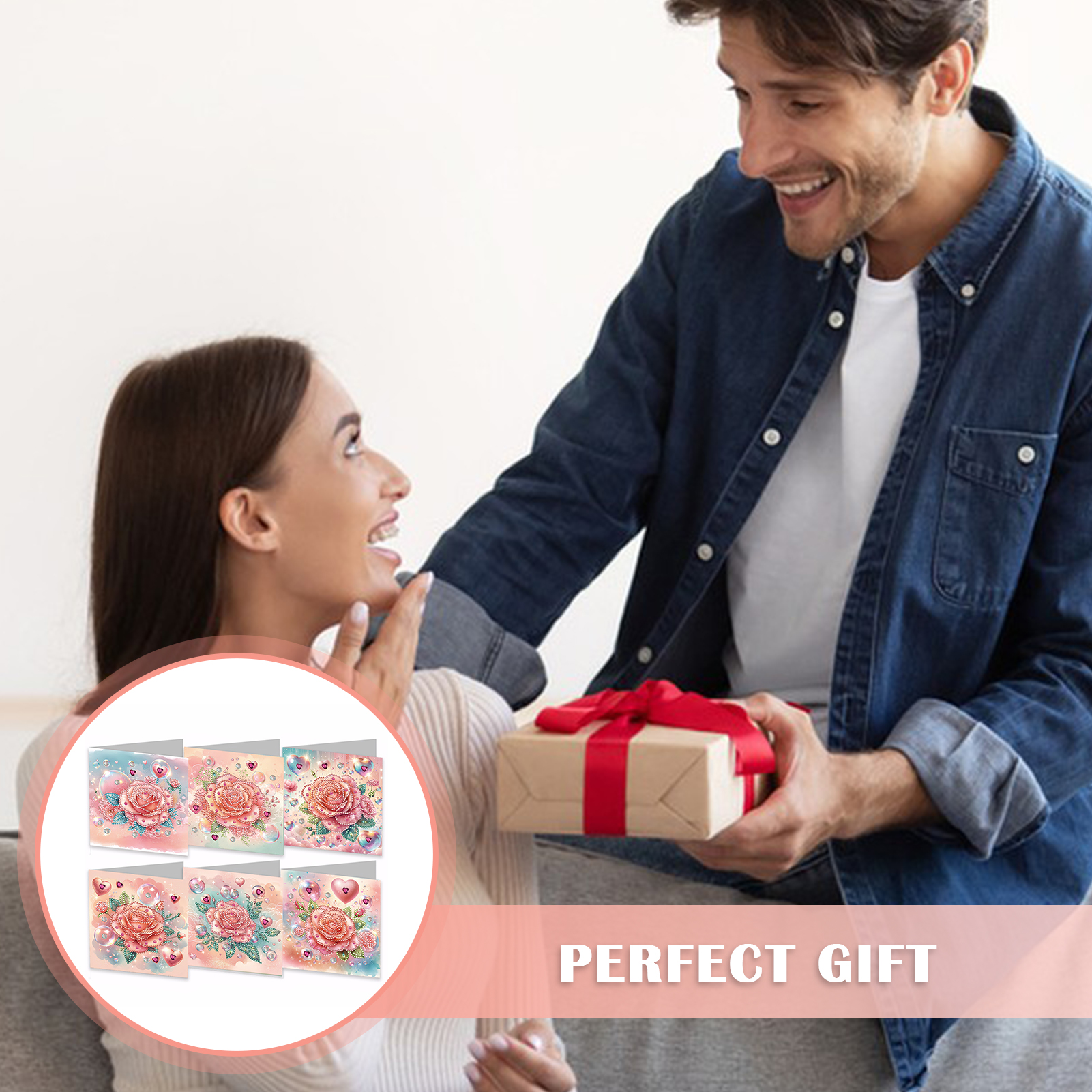 6pcs DIY Diamond Painting Greeting Card - Love Rose