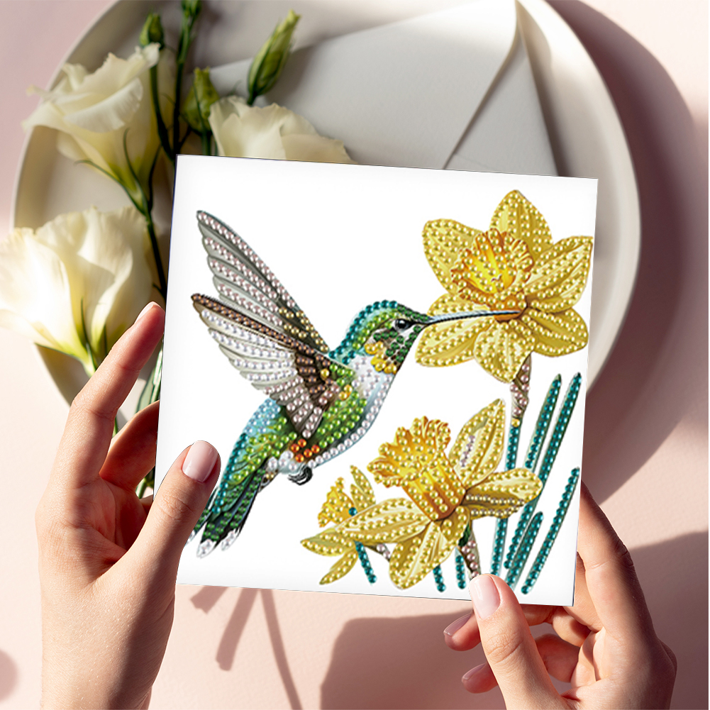 6Pcs DIY Diamond Painting Greeting Card - Hummingbird