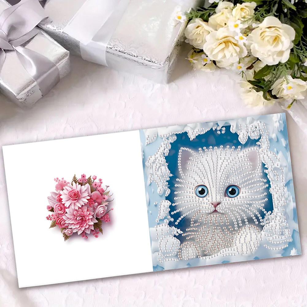 6Pcs DIY Diamond Painting Greeting Card - Owl Cat