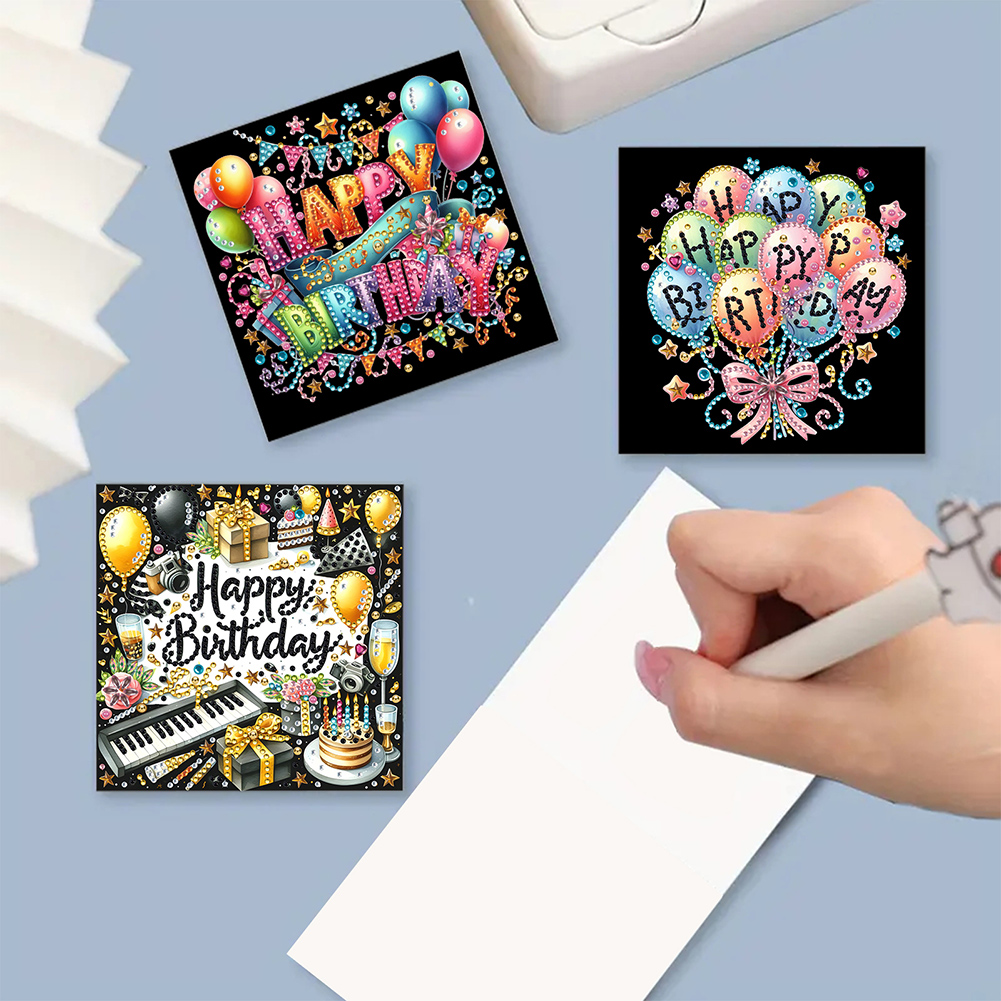 6Pcs DIY Diamond Painting Greeting Card - Birthday Party