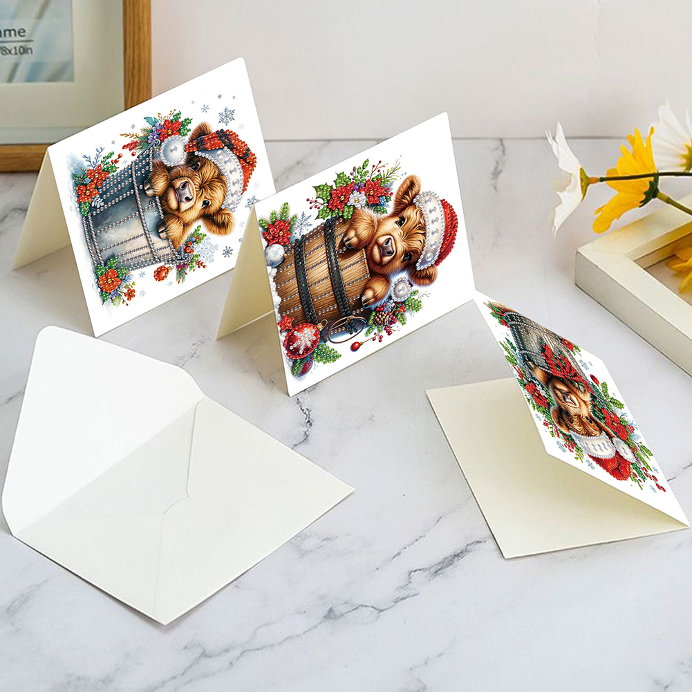 6Pcs DIY Diamond Painting Greeting Card - Xmas Mouse Yak