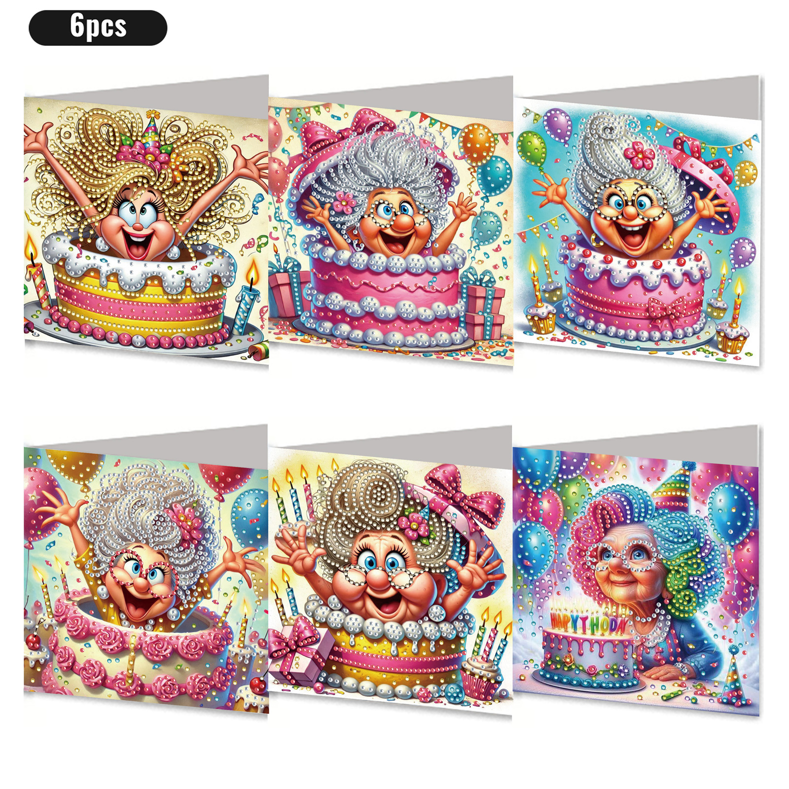 6Pcs DIY Diamond Painting Greeting Card - Birthday Surprise