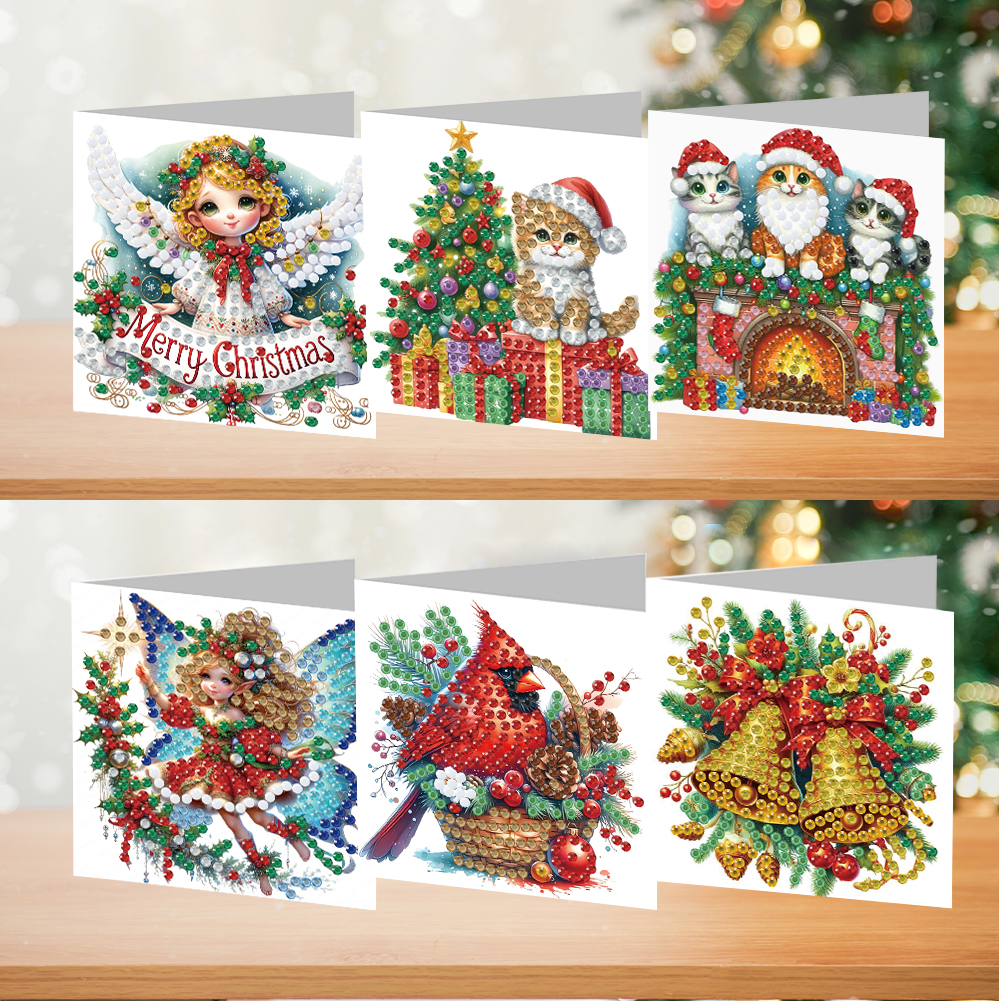 (Limited Stock)6Pcs DIY Diamond Painting Greeting Card - Merry Christmas