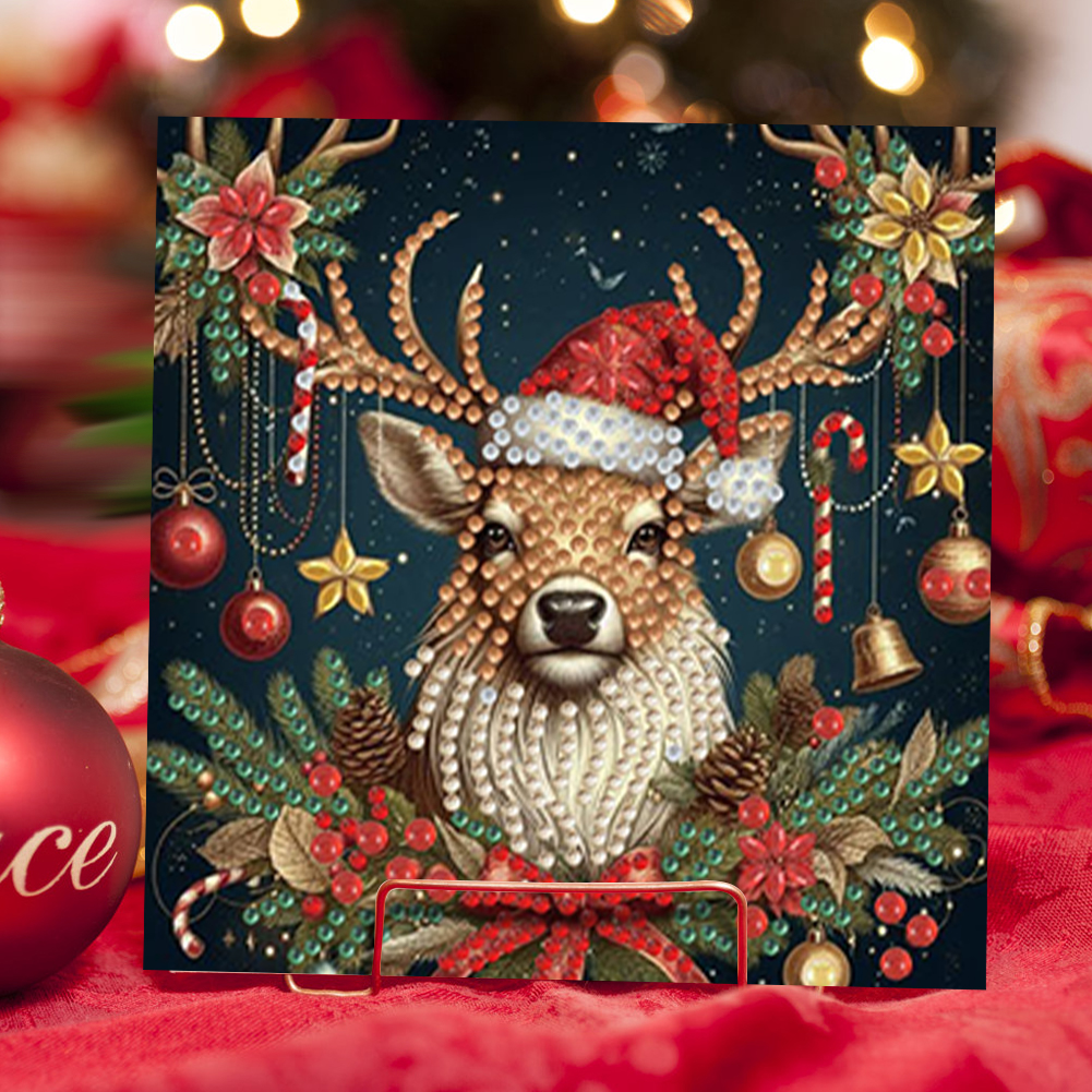 6Pcs DIY Diamond Painting Greeting Card - Christmas Elk