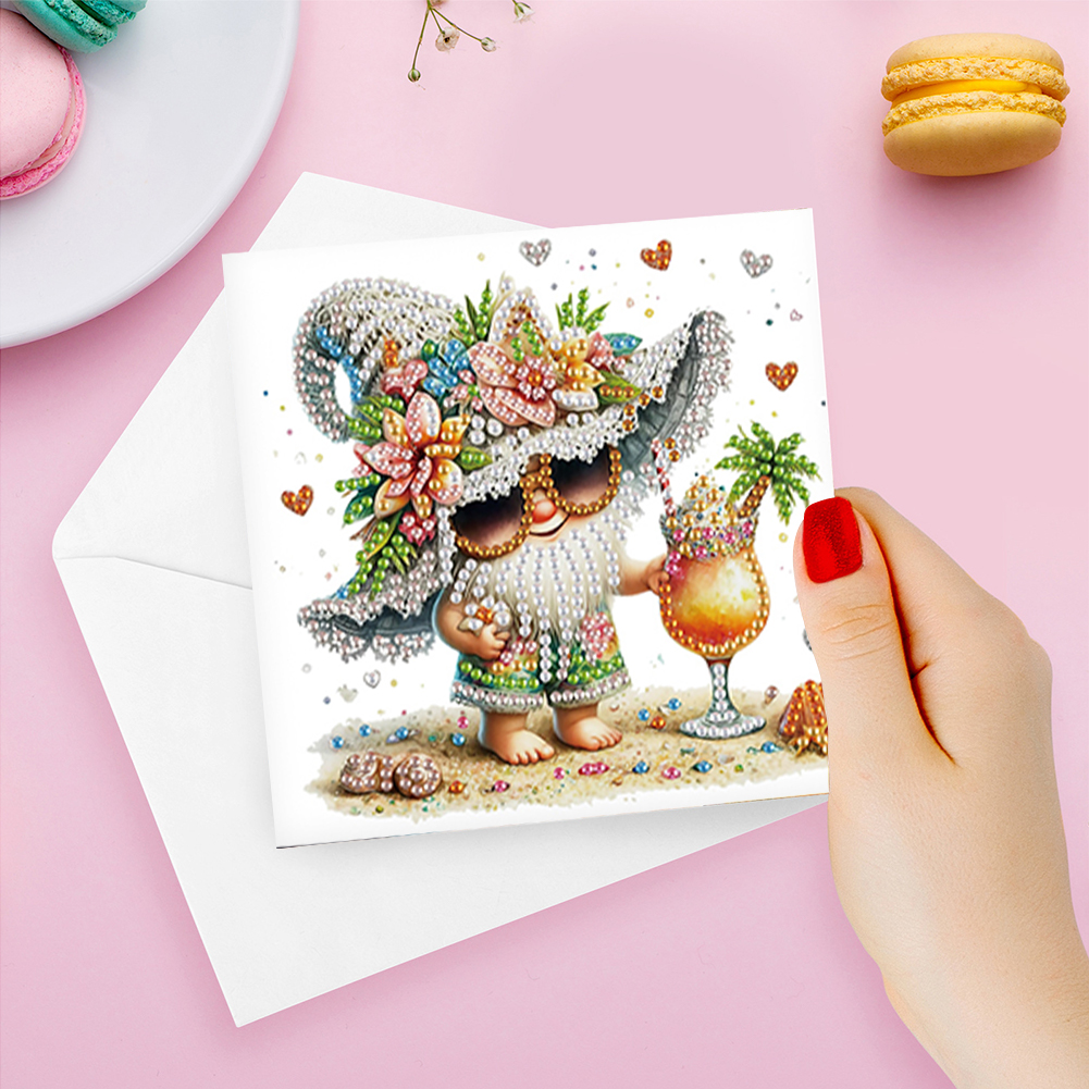 6Pcs DIY Diamond Painting Greeting Card - Gnome