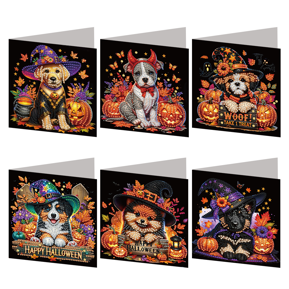 6Pcs DIY Diamond Painting Greeting Card - Halloween Designs
