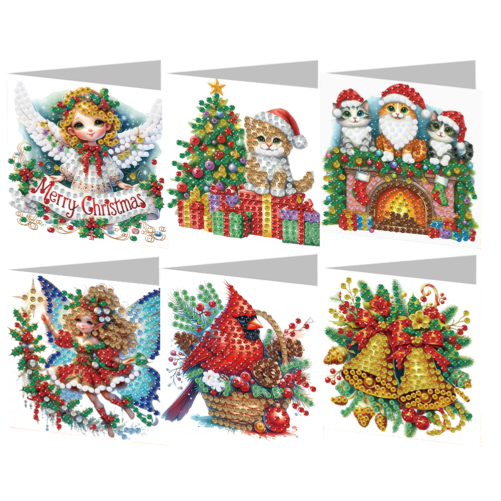 (Limited Stock)6Pcs DIY Diamond Painting Greeting Card - Merry Christmas