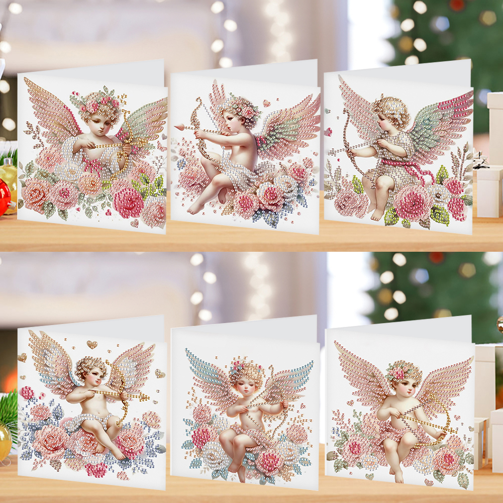 6Pcs DIY Diamond Painting Birthday Greeting Card - Cupid Angel