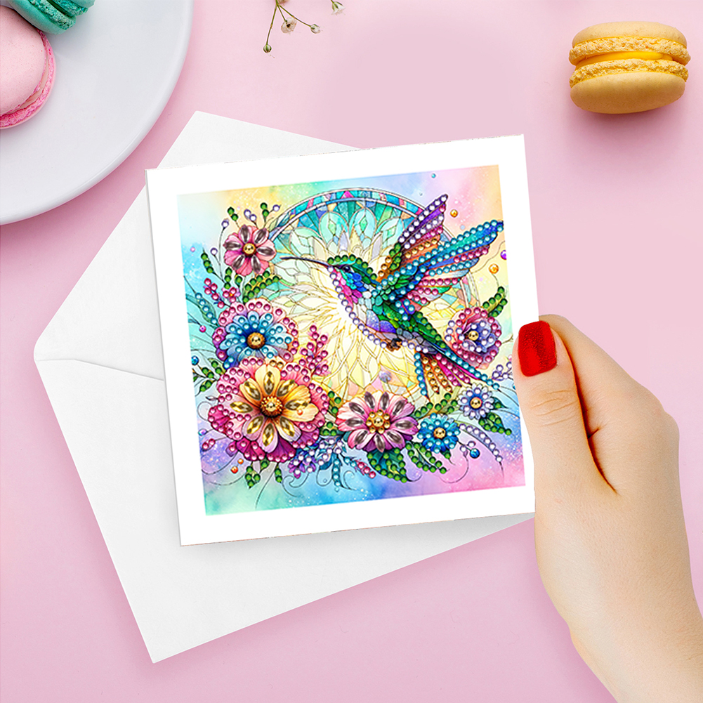 6pcs DIY Diamond Painting Greeting Card - Hummingbird