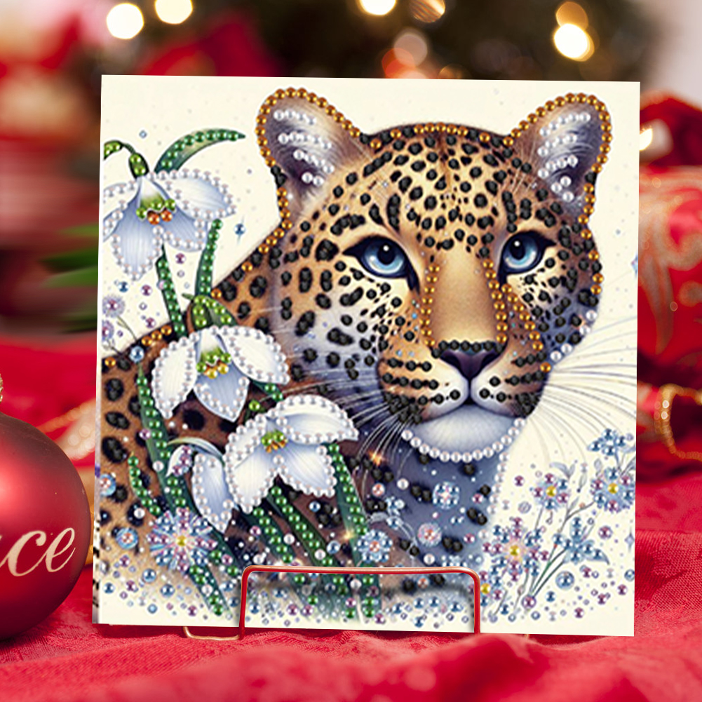 6Pcs DIY Diamond Painting Greeting Card - Tortoise Leopard
