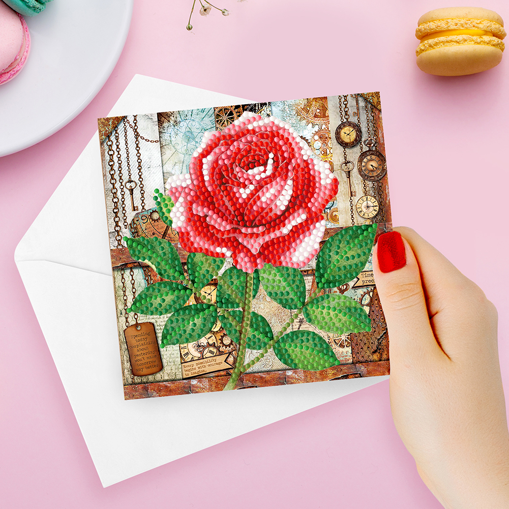 8pcs 5D DIY Special-Shape Diamond Painting Spring Flower Greeting Card
